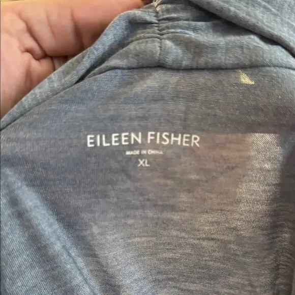 EILEEN FISHER silk and cotton blend lightweight blue tank and cardigan set L - Picture 2 of 7